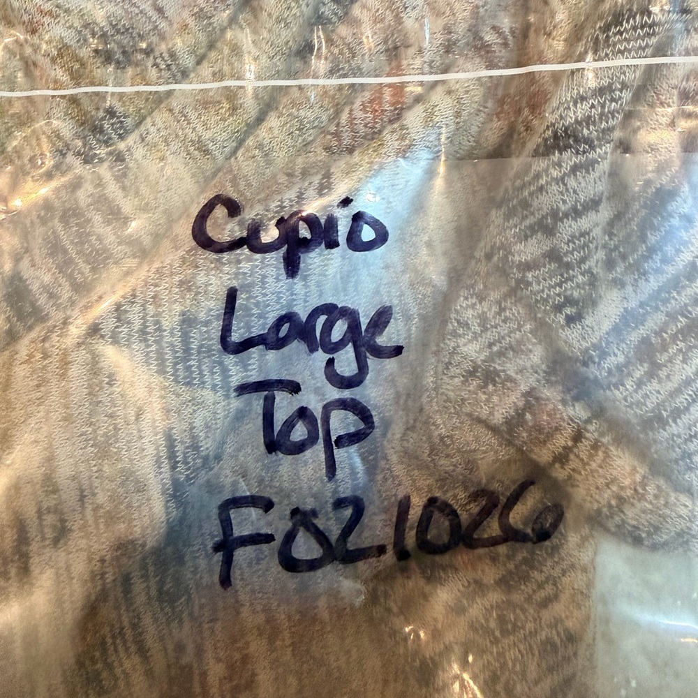 Cupio Marled Knit V Neck Top Size Large Long Sleeve Soft Stretch - Picture 8 of 8